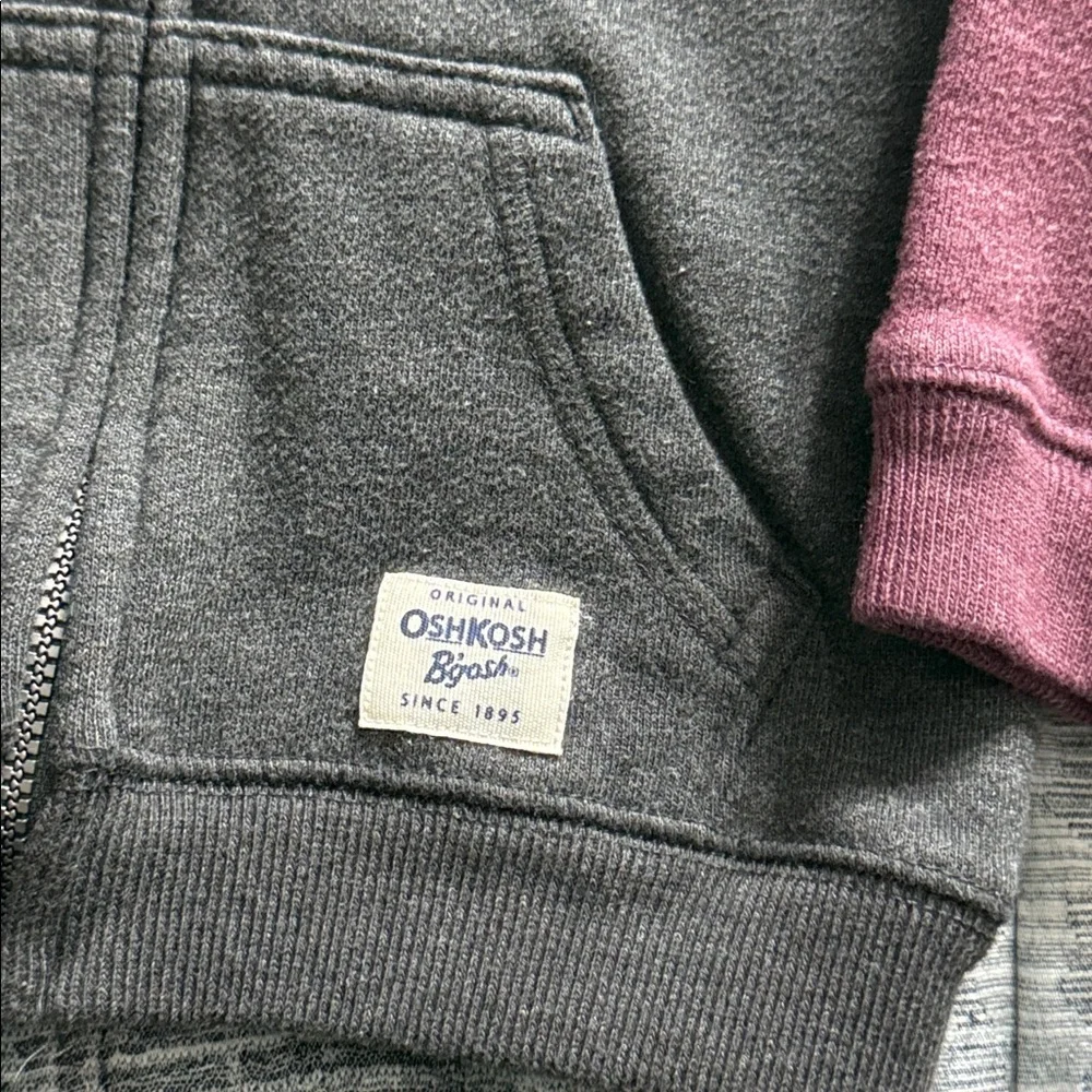 OshKosh B'gosh Kids' Maroon and Charcoal Hoodie Jacket